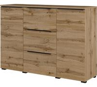 Buffet ALICE en couleur chêne Wotan - 2 portes, 3 tiroirs avec éclairage LED