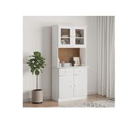 Vidaxl Buffet Alta Blanc 77x35x165 Cm Bois Massif De Pin Blanc