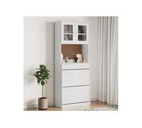 Vidaxl Buffet Alta Blanc 77x35x188 Cm Bois Massif De Pin Blanc