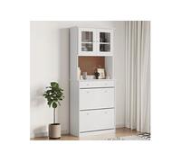 Vidaxl Buffet Alta Blanc 77x35x188 Cm Bois Massif De Pin Blanc