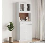 Vidaxl Buffet Alta Blanc 77x35x188 Cm Bois Massif De Pin Blanc