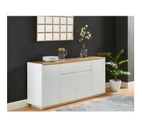 Buffet AMANI - 4 portes & 1 tiroir - MDF - Coloris: Blanc laqué et Chêne