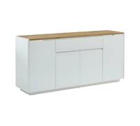 Buffet AMANI - 4 portes & 1 tiroir - MDF - Coloris: Blanc laqué et Chêne