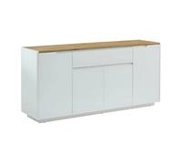 Buffet AMANI - 4 portes & 1 tiroir - MDF - Coloris: Blanc laqué et Chêne