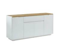 Buffet AMANI - 4 portes & 1 tiroir - MDF - Coloris: Blanc laqué et Chêne