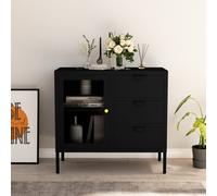 Vidaxl Buffet Noir 75x35x70 Cm Acier Et Verre Trempé Multicolore