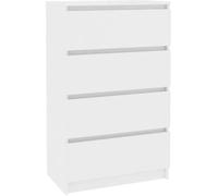 Buffet Armoire à Tiroirs Commode Armoire de Rangement Dressoir Meuble de Rangement avec 4 Tiroirs Blanc 60x35x98,5 cm Bois A400
