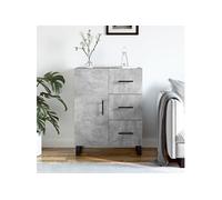 Buffet, Armoire avec 2 Compartiments et 3 Tiroirs, Meuble de Rangement avec Pieds, Organisateur de Salon Intérieur, Moderne, Gris Béton Bois