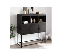 vidaXL Buffet, Armoire avec Compartiments, Placard avec Porte, Meuble de Rangement Chambre Salon Intérieur, Noir 100,5x39x107 cm Acier