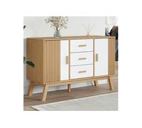 vidaXL Buffet OLDEN – bois massif de pin 114×43×73,5 cm blanc et marron
