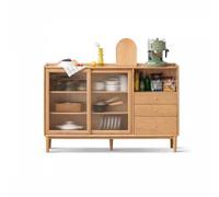 Buffet Armoire Buffet en Bois Massif Armoire pour Petit Appartement Meuble de Rangement de Cuisine Ultra-Mince Armoire à Thé en Chêne Armoire Latérale en Bois Buffet avec Rangement