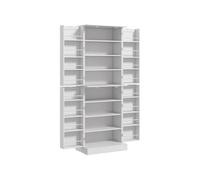 HOMCOM Armoire de Cuisine Buffet Cuisine vaisselier Meuble de Rangement Style Moderne avec placards, étagère réglable et Porte-épices pour Salle à Manger, Salon, 60 x 35 x 166 cm, Blanc