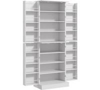 HOMCOM Armoire de Cuisine Buffet Cuisine vaisselier Meuble de Rangement Style Moderne avec placards, étagère réglable et Porte-épices pour Salle à Manger, Salon, 60 x 35 x 166 cm, Blanc