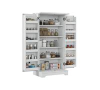 HOMCOM Buffet Cuisine, Armoire de Cuisine, vaisselier, 5 Niveaux, avec Portes et étagères réglables, 60 x 40 x 120 cm, Grain de Bois, crème