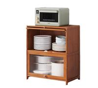 Buffet, Armoire de Rangement à Portes rabattables Motif rotin, Meuble de Rangement spacieux for Cuisine, Armoire empilable sur Pied, Dites Adieu au désordre sur Vos Plans de Travail(H- 73,L-80CM_B)