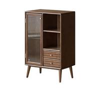 Buffet, Armoire de Rangement multifonctionnelle, étagères Ouvertes + Rangement à Double tiroir, étagères réglables, glissières en Bois Massif for Un Fonctionnement Fluide et Durable