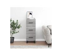 Buffet, Armoire Latérale avec 3 Tiroirs, Commode avec Pieds, Meuble de Rangement Salle de Séjour, Moderne, Sonoma Gris Bois d'Ingénierie