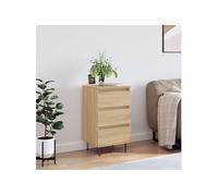vidaXL Buffet, Armoire Latérale avec 3 Tiroirs, Commode avec Pieds, Meuble de Rangement Salon Salle de Séjour, Moderne, Chêne Sonoma Bois d'Ingénierie Marron