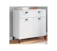 Buffet, Armoire Latérale avec Tiroirs et Portes, Meuble de Rangement Chambre à Coucher Salon, Industriel, Blanc Bois 374935