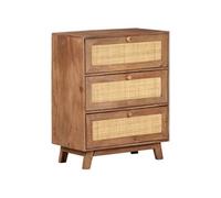vidaXL Buffet Armoire Latérale Meuble de Rangement Armoire de Rangement avec 3 Tiroirs Salon Maison Intérieur 61x35x76 cm Bois de Manguier Massif Brun G