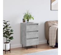 vidaXL Buffet armoire latérale – 3 tiroirs, pieds, bois d'ingénierie, gris béton – 40×35×70 cm