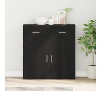 vidaXL Buffet en bois d'ingénierie 79x38x80 cm, chêne artisanal, 2 tiroirs, 2 étagères, portes 90°