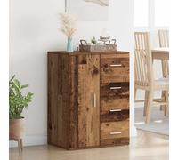 vidaXL Buffet Chêne Artisanal Bois d'ingénierie 59 x 39 x 80 cm avec tiroir et 1 porte à charnières