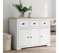 vidaXL Buffet, Armoire avec 3 Tiroirs et Compartiments, Placard de Rangement, Organisateur de Salle de Séjour, Blanc et Marron Bois Massif de Pin Marron