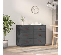Buffet Armoire Placard Rangement Salon Maison Noir Bois Massif de Pin vidaXL