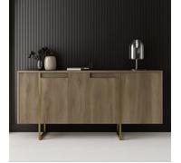 Buffet Arta, 160x35xh80 cm, noyer, doré