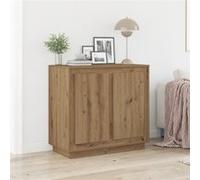 vidaXL Buffet bas Chêne massif Portes coulissantes Marron Contemporain