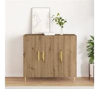 vidaXL Buffet contemporain 3 portes finition chêne poignées dorées Beige