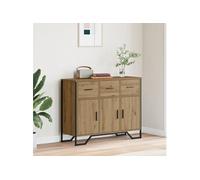 vidaXL Buffet en chêne Artisan – 3 tiroirs, 2 portes – Marron