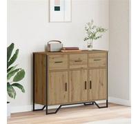 vidaXL Buffet en chêne Artisan – 3 tiroirs, 2 portes – Marron