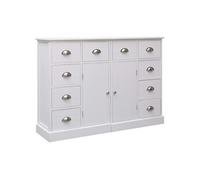 Vidaxl Buffet Avec 10 Tiroirs Blanc 113x30x79 Cm Bois Blanc