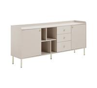Buffet avec 2 portes, 3 tiroirs et 4 niches - Beige et doré - LUNAOR