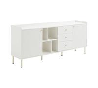 Buffet avec 2 portes, 3 tiroirs et 4 niches - Blanc et doré - LUNAOR
