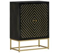 vidaXL Buffet avec 2 portes noir et doré 55x30x75 cm manguier