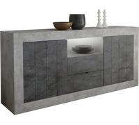 Buffet avec 2 portes battantes et 2 tiroirs, couleur gris foncé, collection URBAN