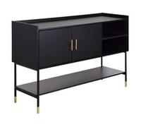 Buffet avec 2 portes en bois - fer coloris noir - Longueur 120 x Profondeur 40 x Hauteur 80 cm