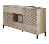 Buffet avec 2 portes et 2 tiroirs coloris chêne canadien - impression digitale - Hauteur 80 x Longueur 151 x Profondeur 41 cm