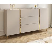 Buffet avec 2 portes et 3 tiroirs - Beige et Doré - MARZIALO