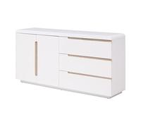 Buffet avec 2 portes et 3 tiroirs - Blanc et naturel - NURINI