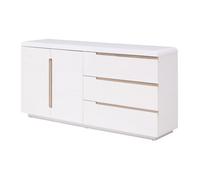 Buffet avec 2 portes et 3 tiroirs - Blanc et naturel - NURINI