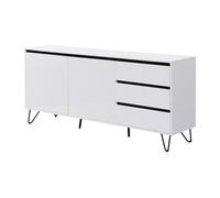 Buffet avec 2 portes et 3 tiroirs en MDF et acier - Blanc et Noir - ABUJA de Pascal Morabito