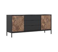 Buffet avec 2 portes et 3 tiroirs - Noir et Naturel foncé - MIALINE