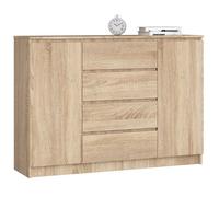 Buffet avec 2 Portes et 4 Tiroirs Chêne Sonoma - Commode Style Contemporain - 138 x 40 x 99 cm