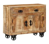 Buffet avec 2 Tiroirs et 1 Armoire Bois de Manguier Brut Commode Armoire vidaXL