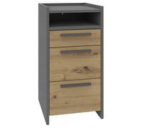 Buffet avec 2 Tiroirs Hute et Tiroir Bas Graphite - Commode Style Contemporain - 36 x 35 x 70 cm