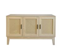 Buffet avec 3 portes cannage bois naturel 120 x 40 x 71 cm